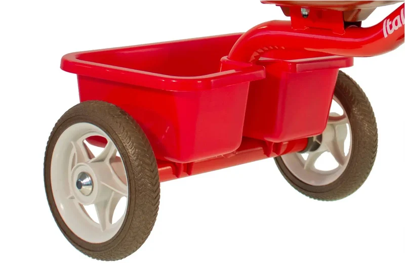 Transporter Tricycle Champion Rouge Italtrike Pour Enfants 2 À 5 Ans Robuste Châssis Métal Guidon Chromé Roues Gomme