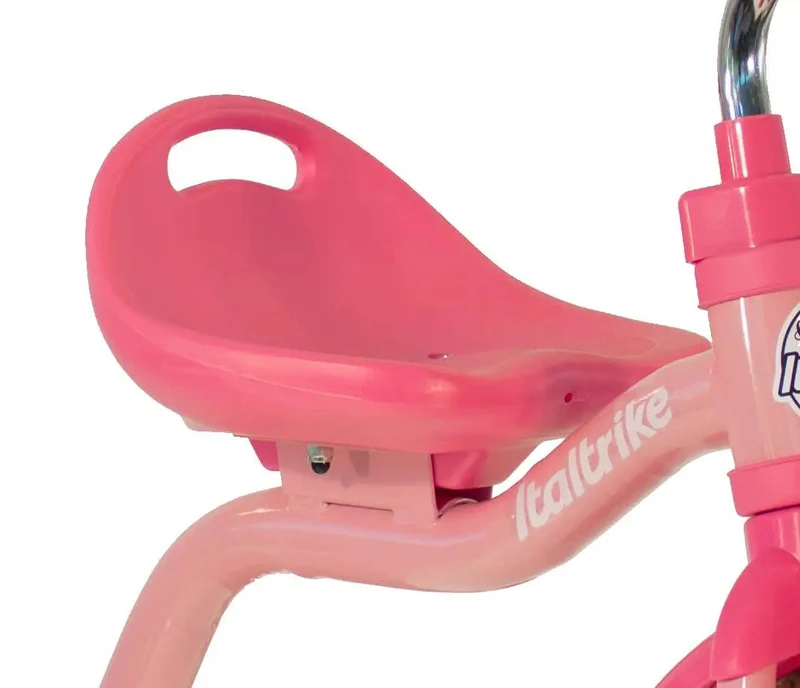 Tricycle Super Touring Rose Italtrike Pour Enfants 2 À 5 Ans Guidon Chromé Châssis Métal Robuste