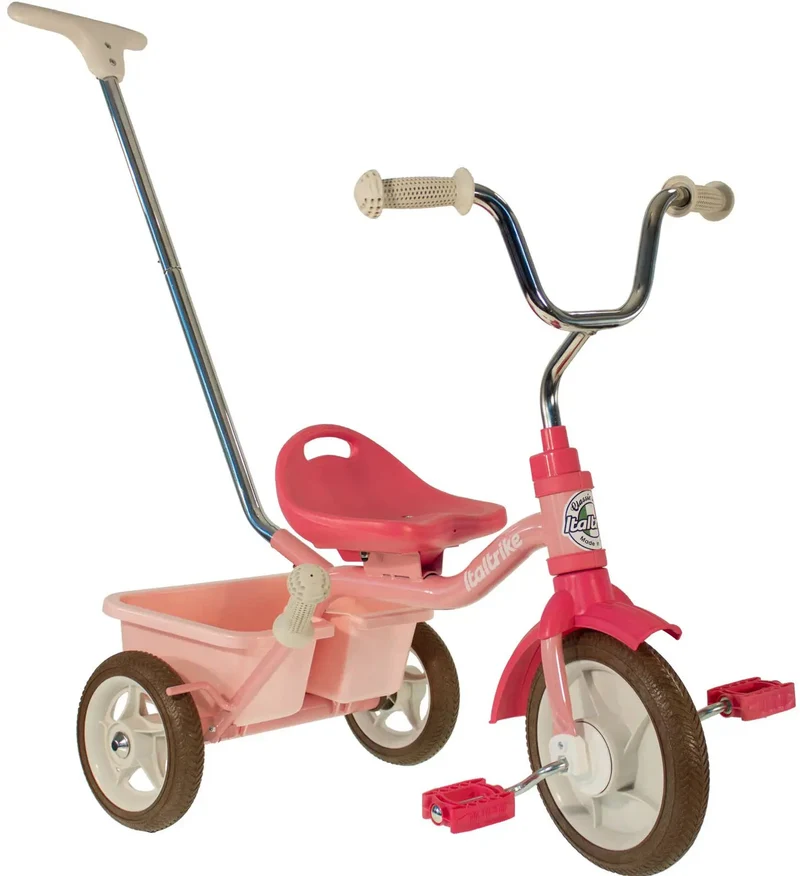 Tricycle Enfant Rose Garden Italtrike Pour Enfants De 2 À 5 Ans Châssis Métal Robuste Guidon Chromé