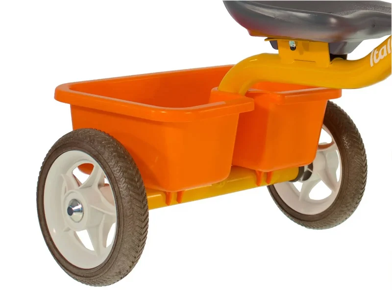 Tricycle Transporter Road Work Orange Italtrike Pour Enfants 2 À 5 Ans Robuste Châssis Métal Guidon Chromé Roues Gomme