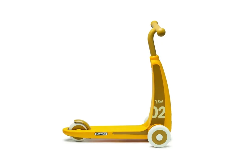 Trottinette Dino Jaune Italtrike Pour Enfants 2 À 6 Ans Conduite Sécurisée Et Ludique Robuste