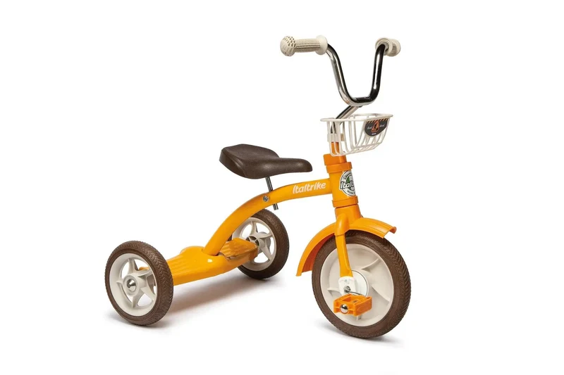 Tricycle Super Lucy Road Work Orange Italtrike Pour Enfants 2 À 5 Ans Châssis Métal Robuste Guidon Chromé Roues Gomme