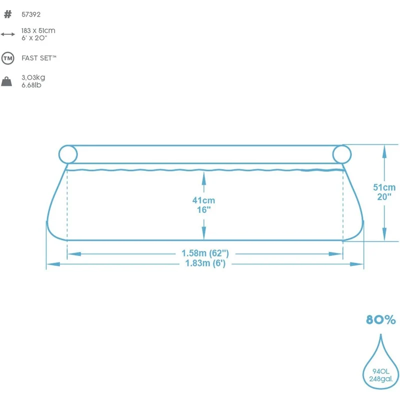 Bestway – Piscina hinchable Fast Set (183 × 51 cm)