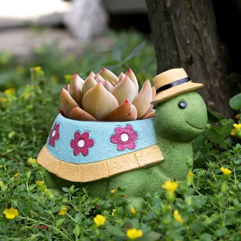 TurtleBloom - Skildpadde Inspireret Blomsterpotte til Udendørs Brug