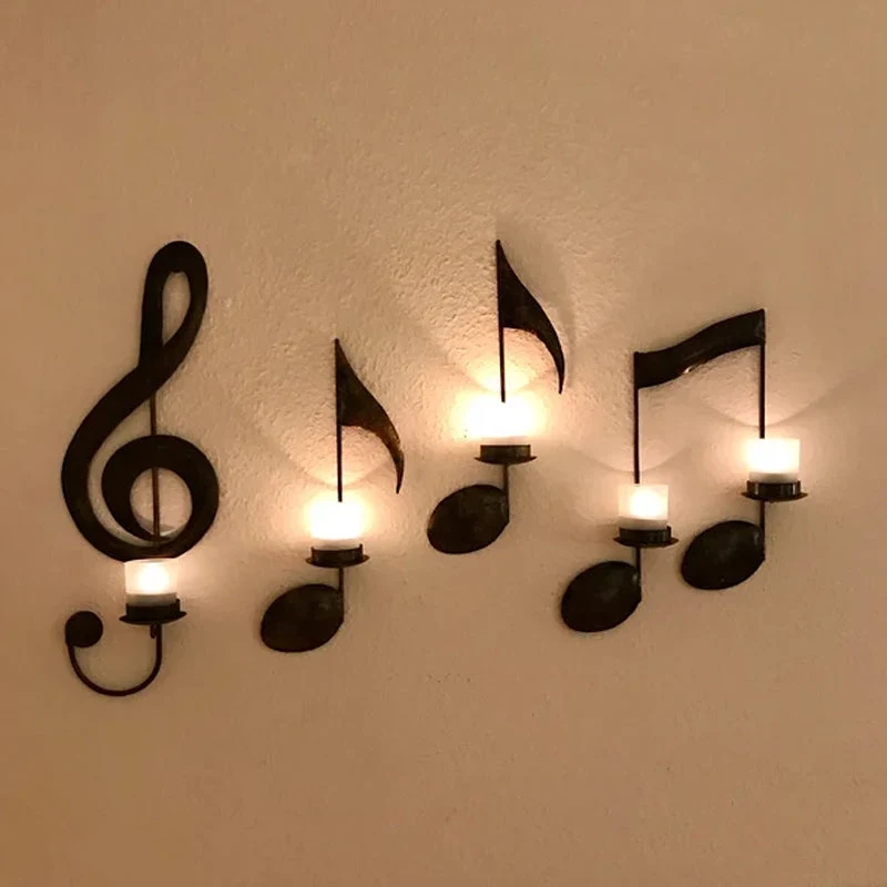 CandleBeat – Dekorativ Væggestage med Musiknote Design til Hjemmet