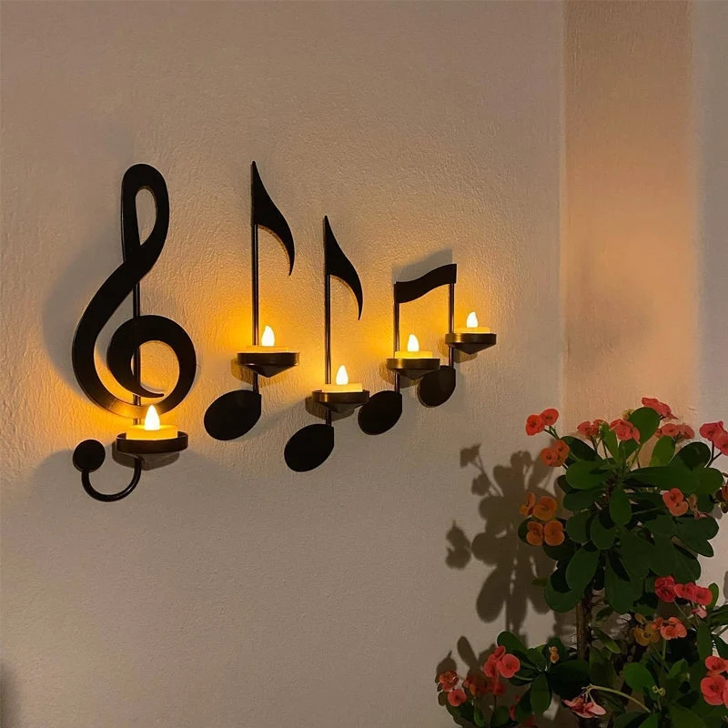 CandleBeat – Dekorativ Væggestage med Musiknote Design til Hjemmet