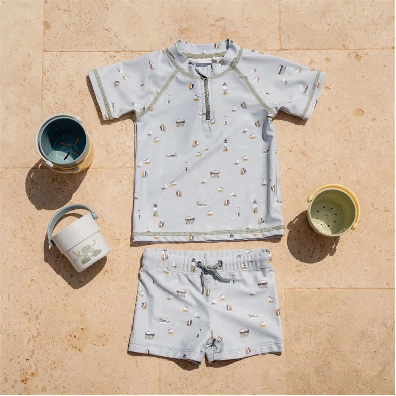 Badeshirt Sailors Bay Olive mit UV 50+ | Little Dutch