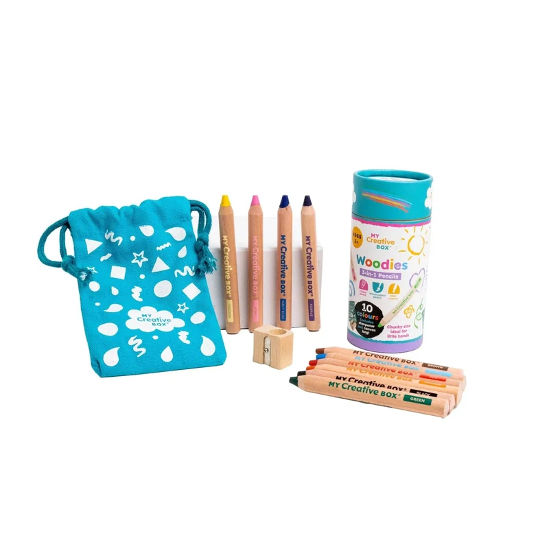 Crayons en bois 3 en 1 Woodies Lot de 10 - My Creative Box