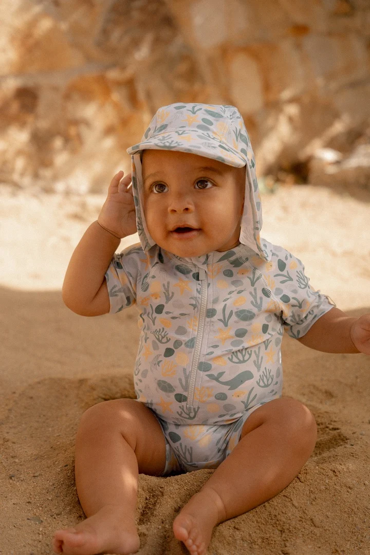 Sonnenkappe mit Nackenschutz Seashells Multi-colour | Little Dutch