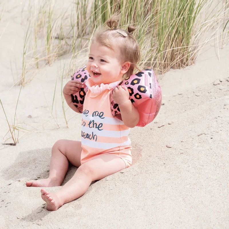 Brassards imprimé léopard - 0 à 2 ans, rose - Swim Essentials