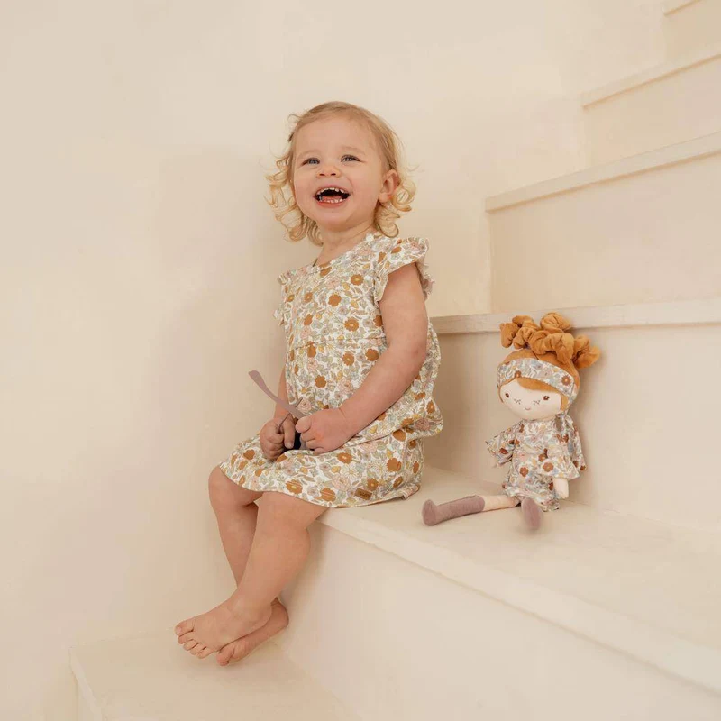 Ärmelloses Kleid Vintage Little Flowers mit Rüschen | Little Dutch