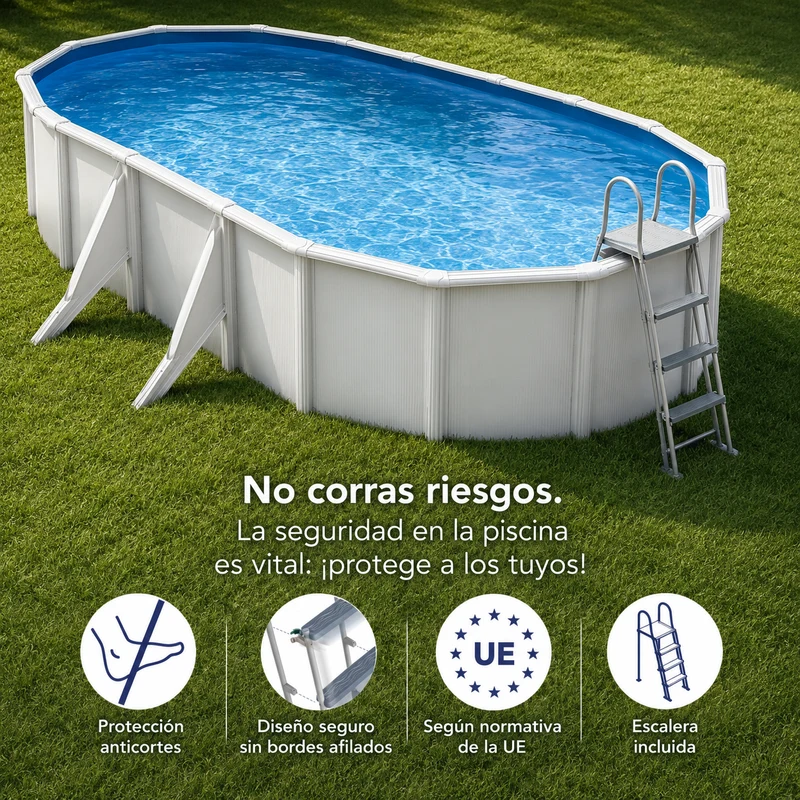 Piscina elevada Gre Wet ovalada chapa blanca depuradora