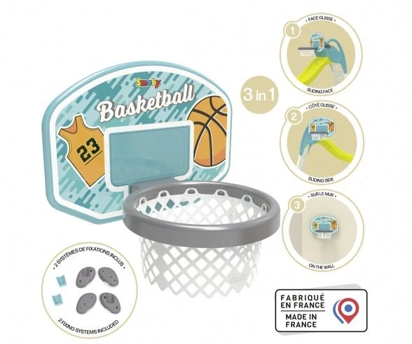 Smoby Basketbal Mand - 3-in-1 voor Glijbanen