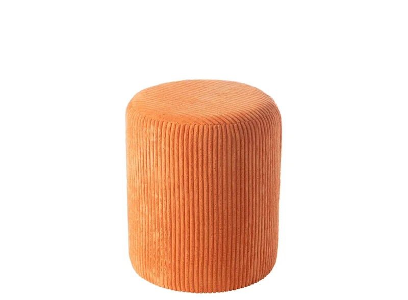 Pouf sgabello imbottito in velluto a coste 39x39x44 cm Arancione