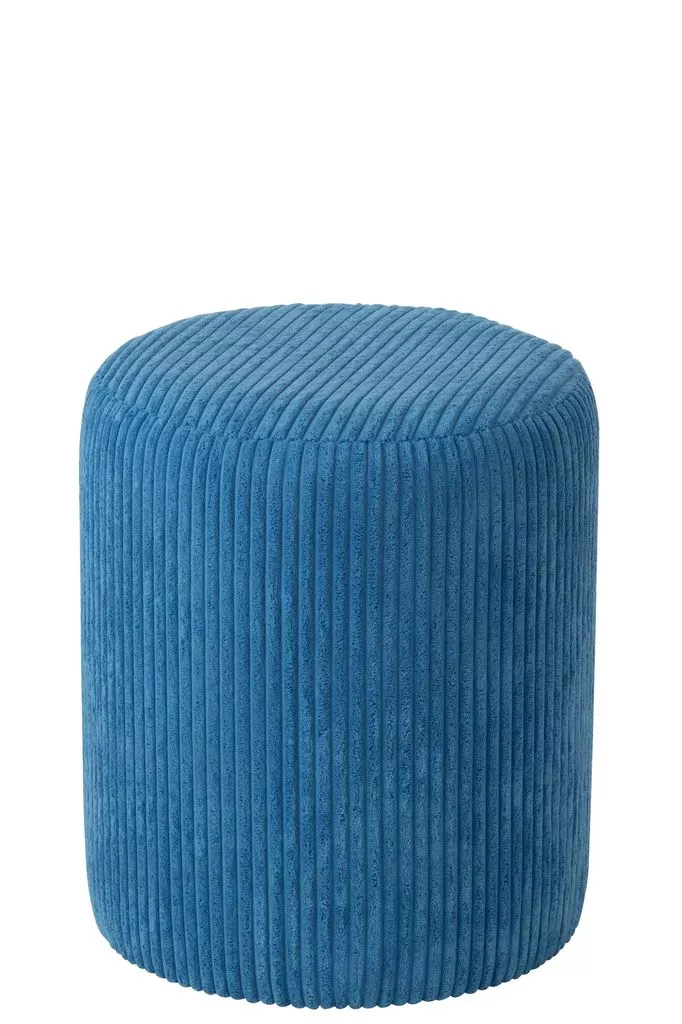 Pouf sgabello imbottito in velluto a coste 39x39x44 cm Blu Cobalto