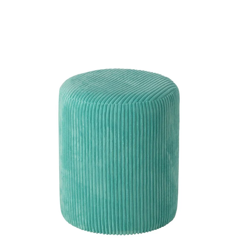 Pouf sgabello imbottito in velluto a coste 39x39x44 cm Turchese