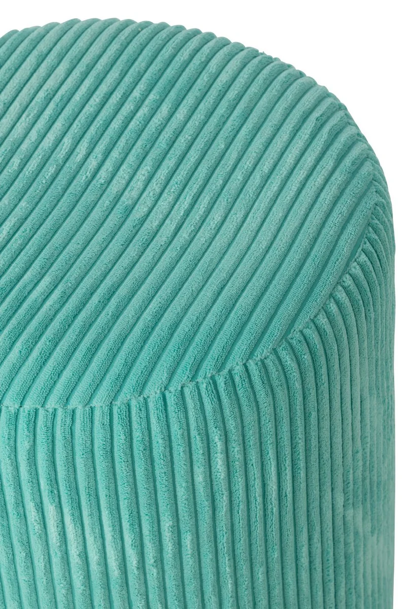 Pouf sgabello imbottito in velluto a coste 39x39x44 cm Turchese