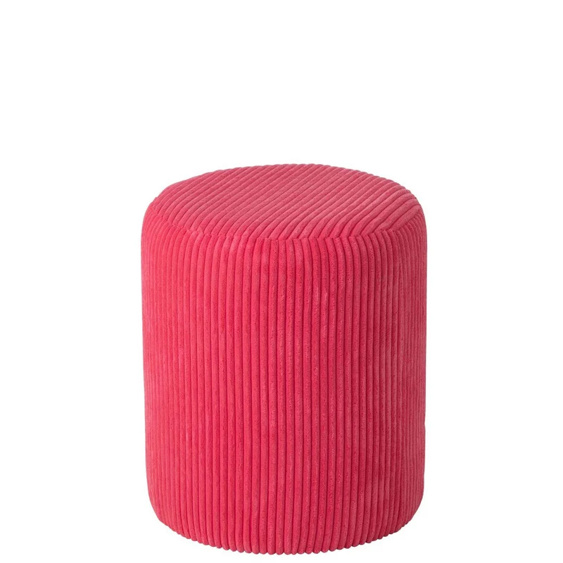 Pouf sgabello imbottito in velluto a coste 39x39x44 cm rosa fucsia