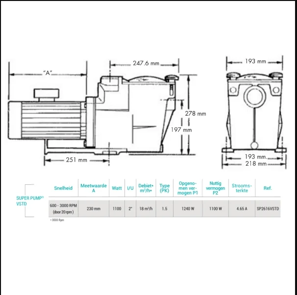 Hayward SuperPump VSTD 1 PK variabele zwembadpomp