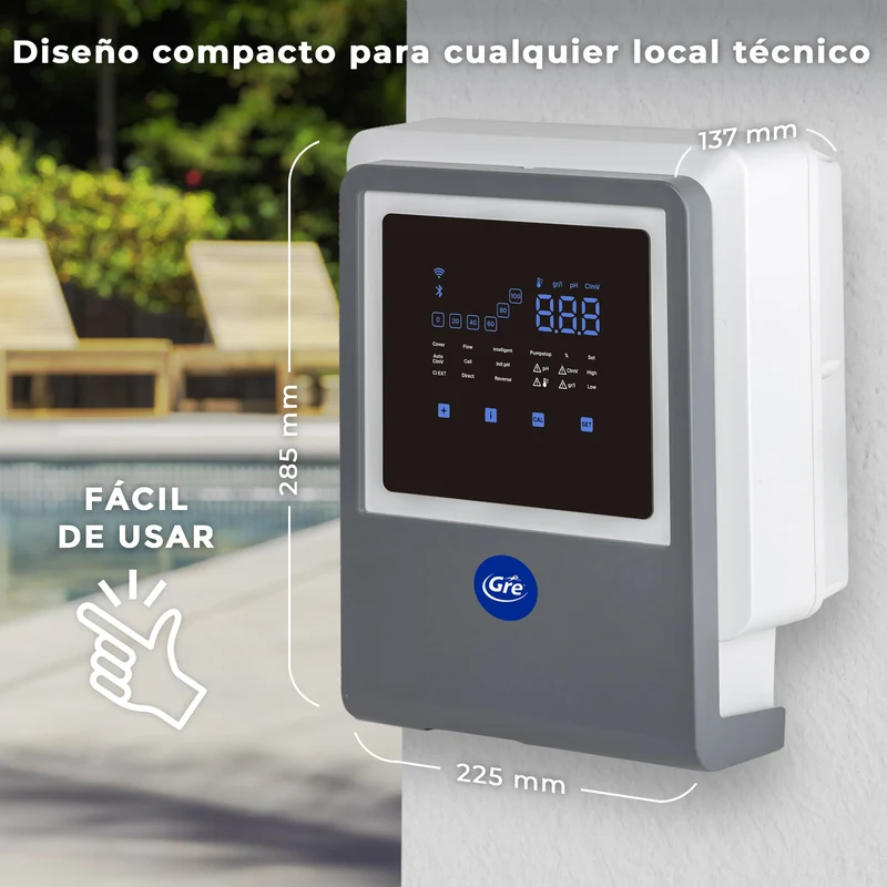 Gre Clorador salino con control pH para piscinas Clorador salino para piscina