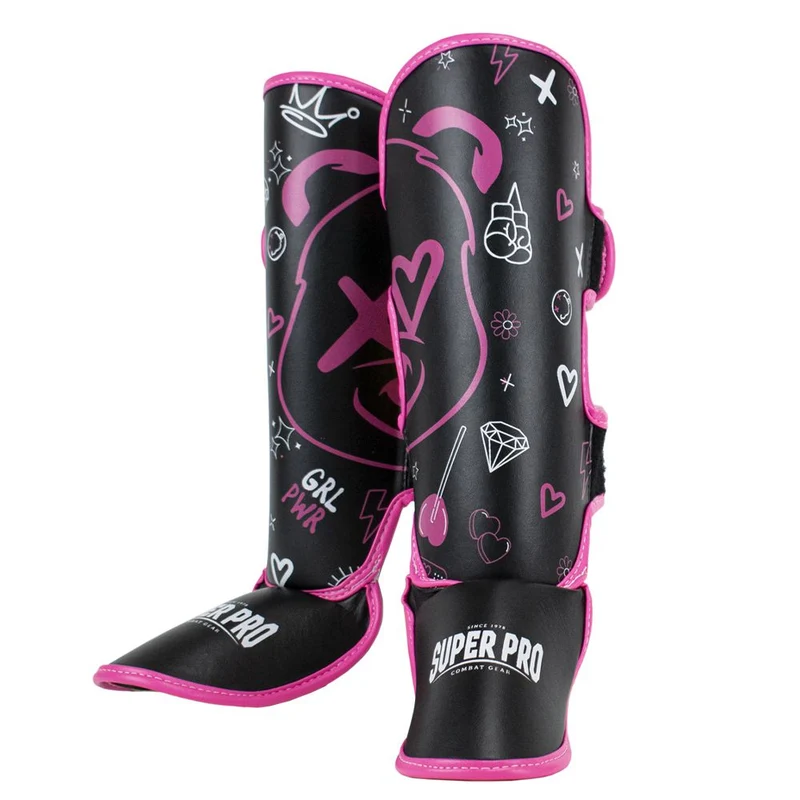 Super Pro Combat Gear Scheenbeschermer Kids Bear - Zwart/Roze