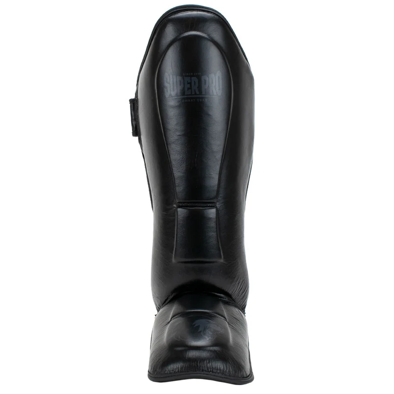 Super Pro Combat Gear Guardian Lederen Scheenbeschermers - Zwart