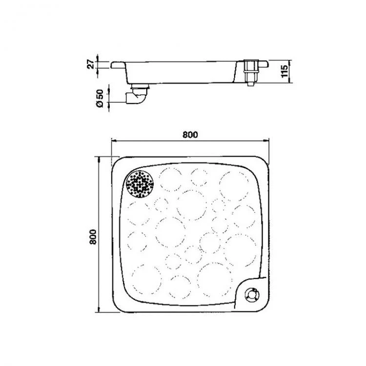 Astralpool Plato ducha 80×80 con anclaje Ø43 para piscina