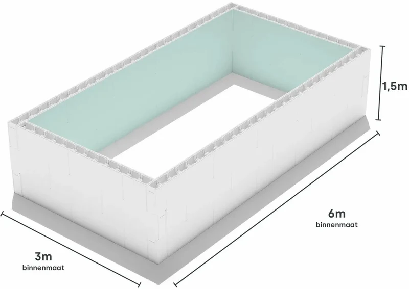 High Density Polystyreen zwembad blokkenset - 600 x 300 x 150 cm