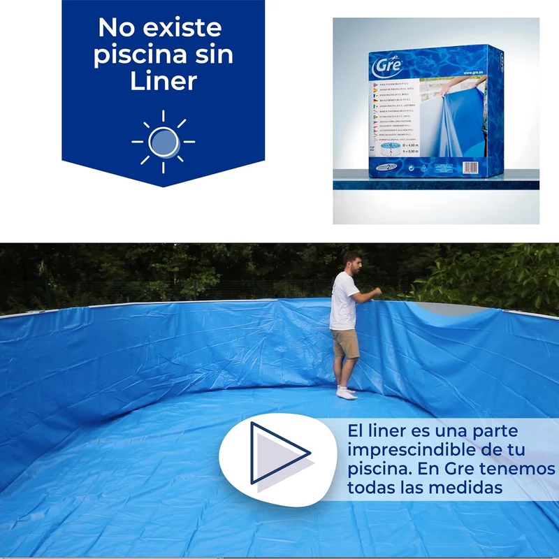 Gre - Liner gresite para piscina de acero ovalada de 132 CM de altura