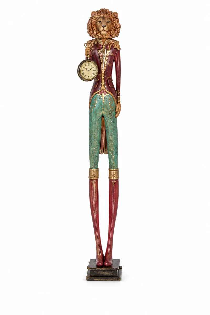 Statua Leone con Orologio 12X11 H 79CM Multicolore Peraga Christmas