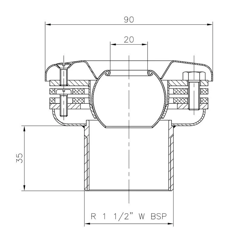 Astralpool - Boquilla de impulsión inox Ø20 mm con pasamuros y adaptador para piscina con liner