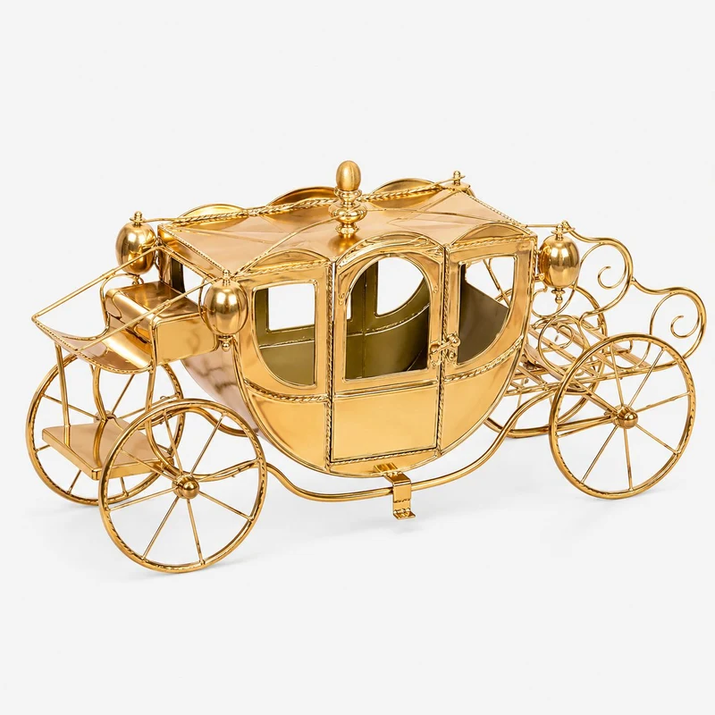 Carrozza Natalizia Metallo 72cm Oro Peraga Christmas