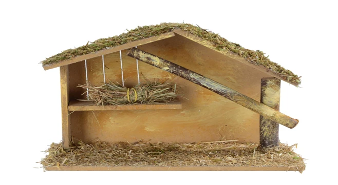 Capanna Presepe con Muschio 28X12X20H cm Legno Peraga Christmas