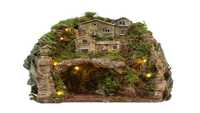 Paesaggio con Luci 28X24X32H Naturale con Muschio Peraga Christmas