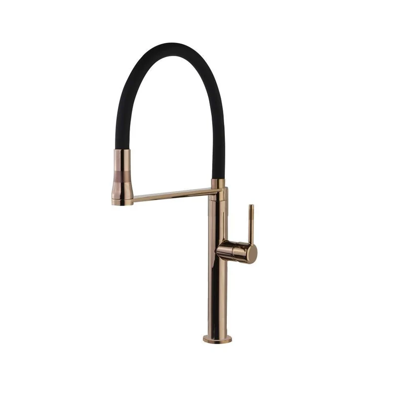 Ramon Soler - Grifo de cocina monomando giratorio y extraíble Kitchen Magnet cobre satinado
