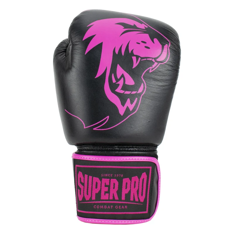 Super Pro Combat Gear Warrior Lederen (Kick)Bokshandschoenen - Zwart/Roze