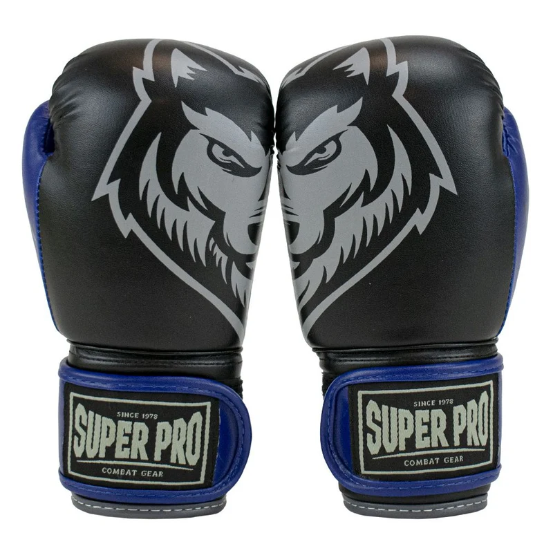 Super Pro Combat Gear Bokshandschoenen Kids Wolf - Zwart/Blauw