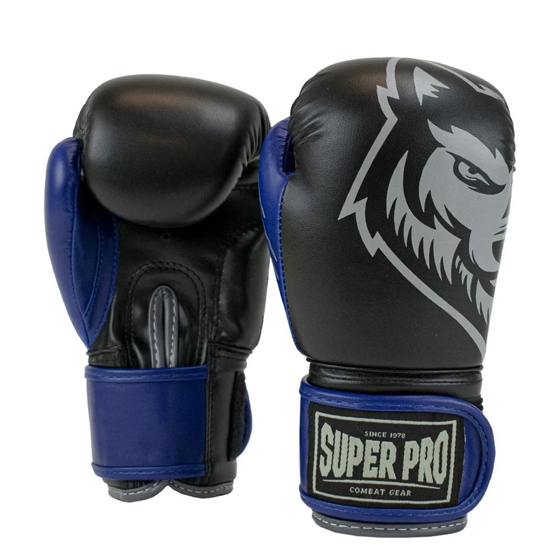 Super Pro Combat Gear Bokshandschoenen Kids Wolf - Zwart/Blauw