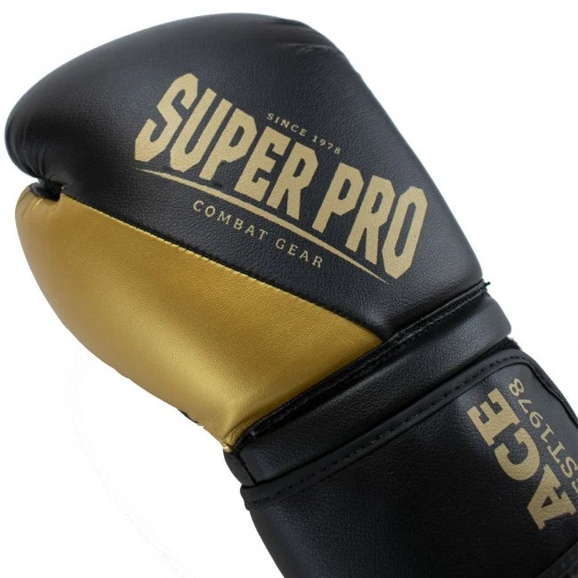 Super Pro Combat Gear Ace (Kick)Bokshandschoenen - Zwart/Goud