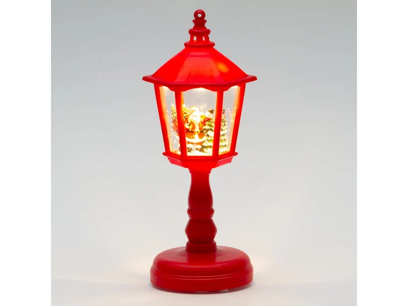 Lampioncino Decorativo Plastica 21cm Rosso Led Musica Glitter Peraga Christmas
