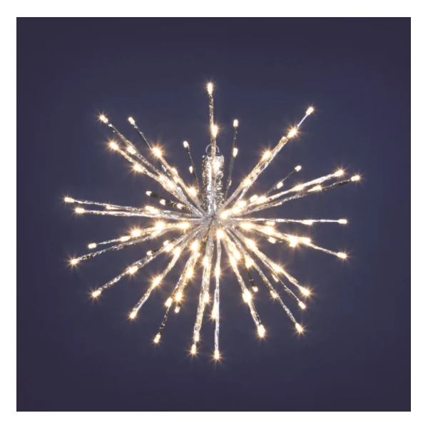 Twig Ball Ramo Stella 80 LED D 30cm Argento Bianco Caldo Peraga Christmas