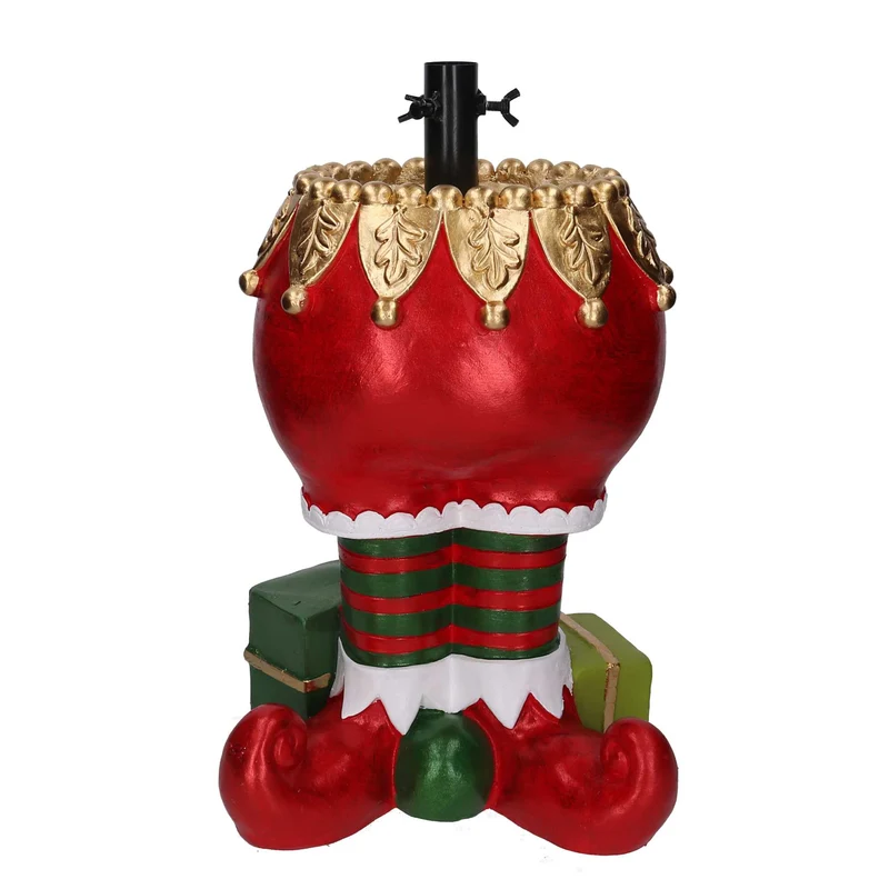 Base albero gambe di elfo max h210 resina 33x55,5x28cm rosso Peraga Christmas