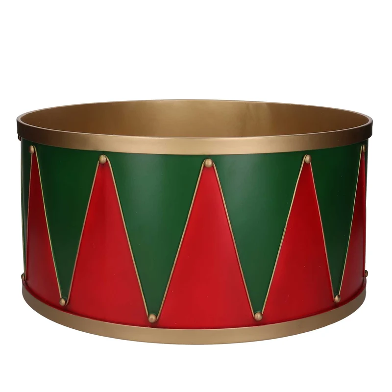 Base albero max h210 metallo tamburo verde e rosso cm50x50h25 Peraga Christmas