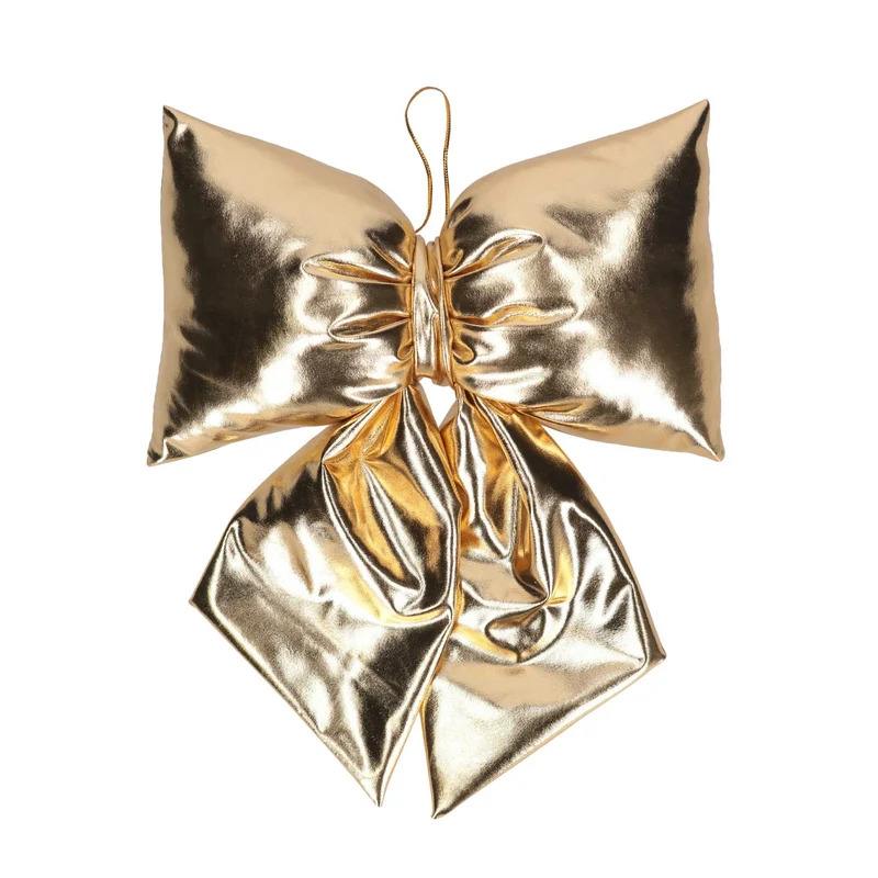 Fiocco tessuto lucido oro 16x20/22 cm Peraga Christmas