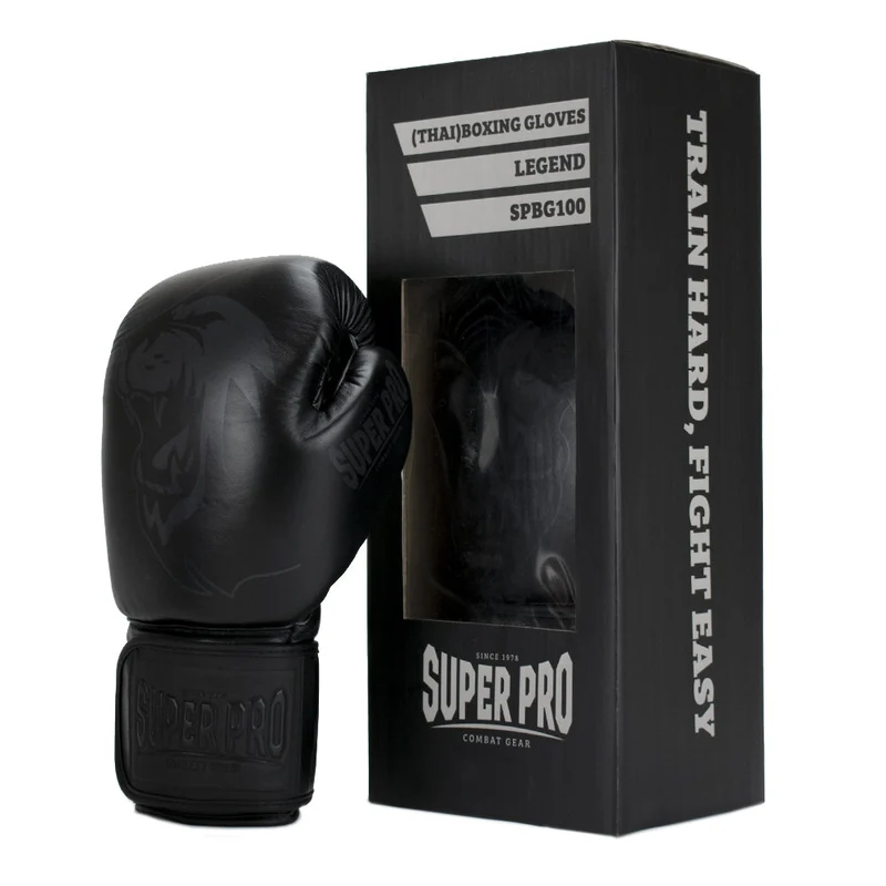 Super Pro Combat Gear Legend Lederen (Kick)Bokshandschoenen - Zwart