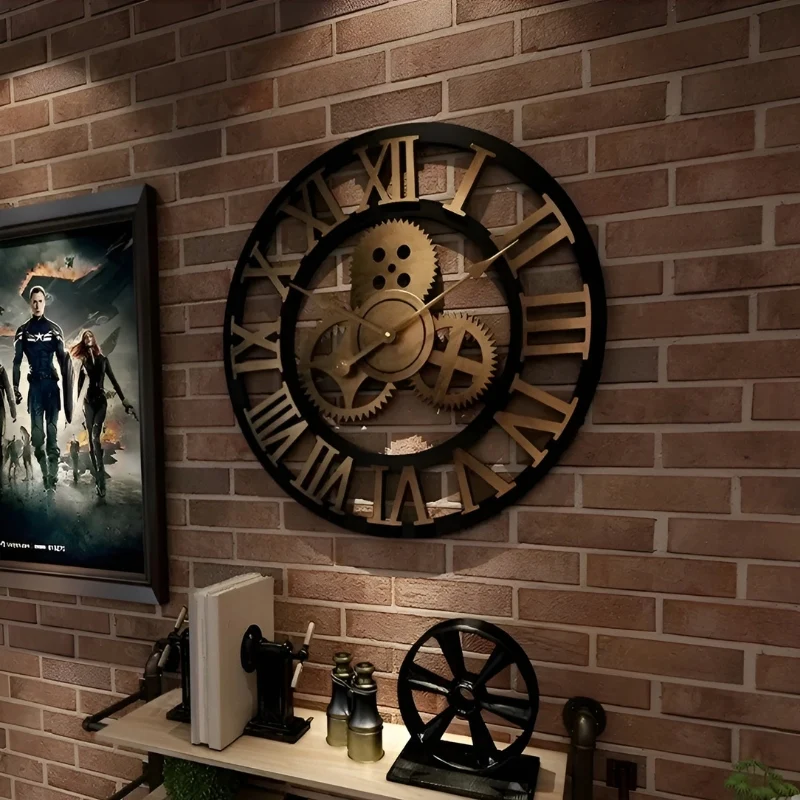 TimeGear – Rund Vægur med Digital Display og Gear Design