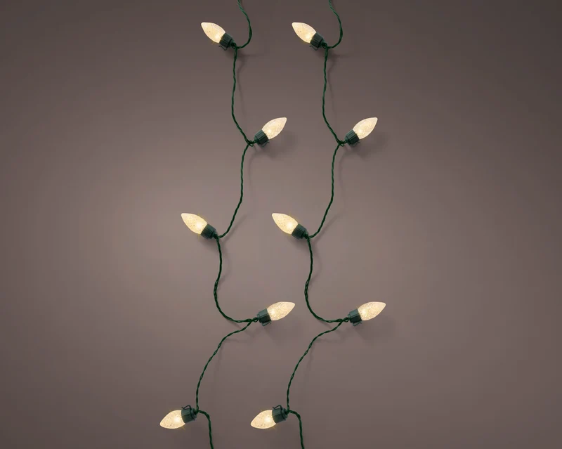 Filo LED vintage XL D 2,5 cm lunghezza 1980 cm verde/oro tenue Peraga Christmas