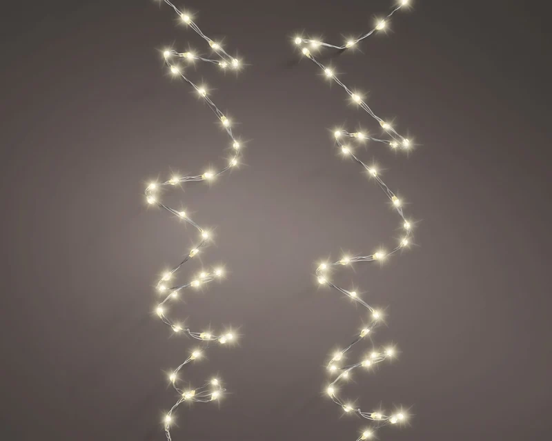 Filo micro LED extra denso 756 luci lunghezza 1200 cm argento/bianco caldo Peraga Christmas