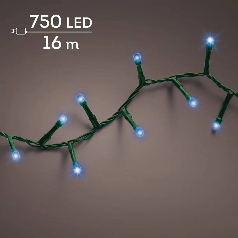 Filo LED compact 750 luci lunghezza 1600 cm verde/blu Peraga Christmas