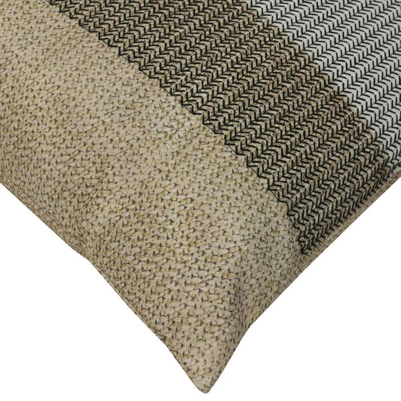 Coussin extérieur 18 x 18 po - Rayé avec broderie noir